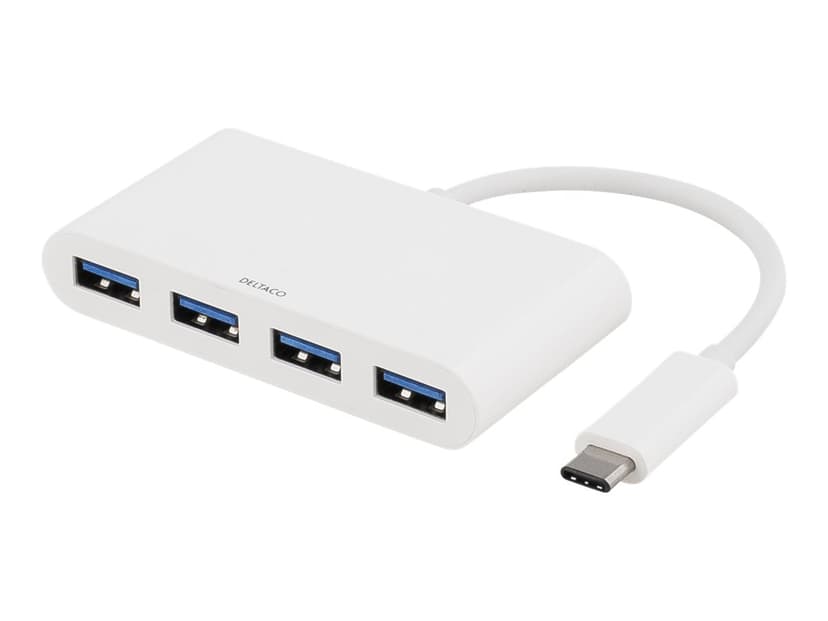 Deltaco USBC-HUB1 grensesnitt-hub USB 3.2 Gen 1 (3.1 Gen 1) Type-C 5000 Mbit/s Hvit USB 3.2 Gen 1 (3.1 Gen 1) Type-C USB 3.2 Gen 1 (3.1 Gen 1) Type-A