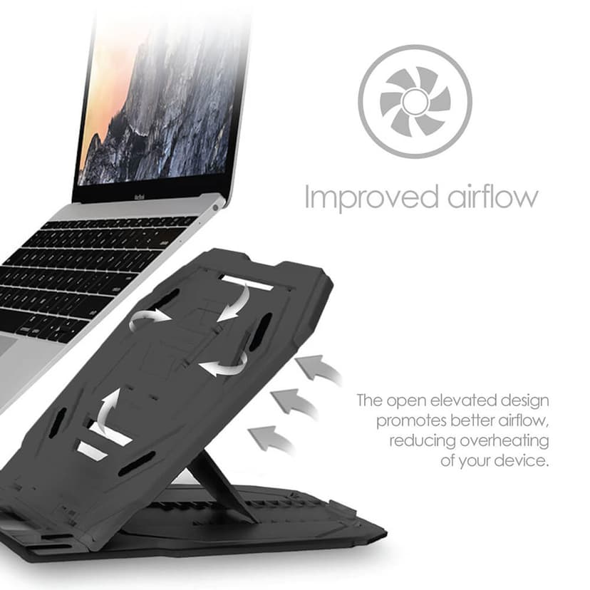 Desire2 2in1 Portabelt Laptopställ Svart Med Mobilställ