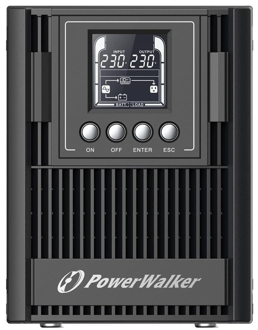 Powerwalker VFI 1000 AT UPS-virtalähde Taajuuden kaksoismuunnos (verkossa) 1 kVA 900 W 3 AC-pistorasia(a)