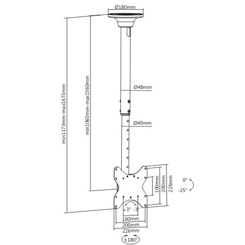 Prokord Ceiling Mount For TV/Display Medium