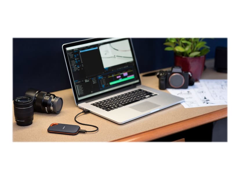 SanDisk EXTREME PRO Portable SSD V2 4TB USB Type-C Sort, Orange