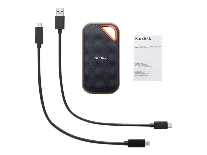 SanDisk EXTREME PRO Portable SSD V2 4TB USB Type-C Sort, Oransje