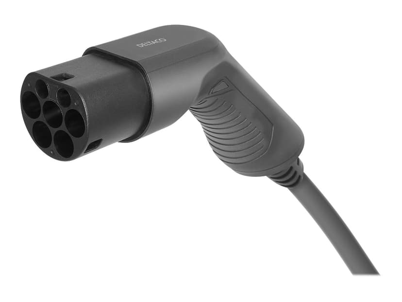 Deltaco E-CHARGE, CABLE TYPE 2 - TYPE 2, 3 PHASE, 16A, 3M 3m Sort