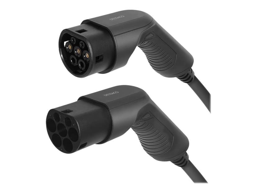 Deltaco E-CHARGE, CABLE TYPE 2 - TYPE 2, 3 PHASE, 16A, 3M 3m Sort