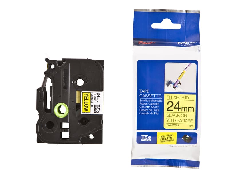 Brother Tape 24mm TZe-FX651 Zwart/Geel Flexibel