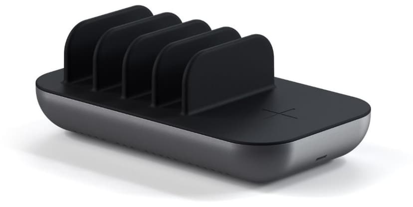 Satechi Dock5 Multi-Device Charging Station -latausasema langattomalla latauksella Harmaa, Musta