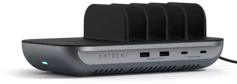 Satechi Dock5 opladningsstation til flere enheder med trådløs opladning Grå, Sort