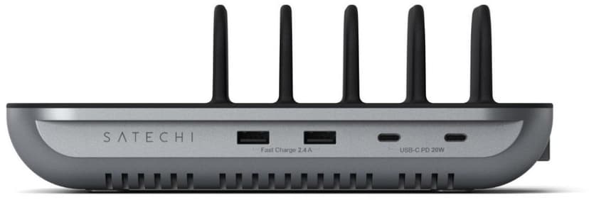 Satechi Dock5 USB-laddningsstation med trådlös laddning Grå, Svart