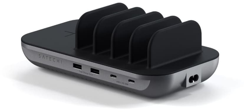Satechi Dock5 USB-laddningsstation med trådlös laddning Grå, Svart