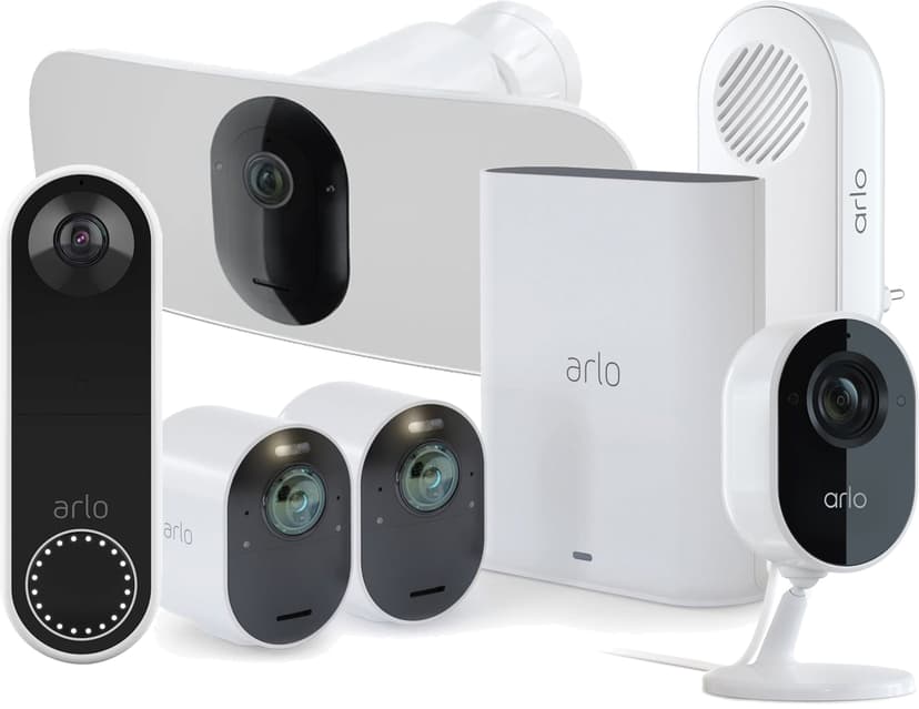 Arlo Ultra 2 2-pack + Video Doorbell + Indoor Cam + Pro 3 Floodlight + Chime