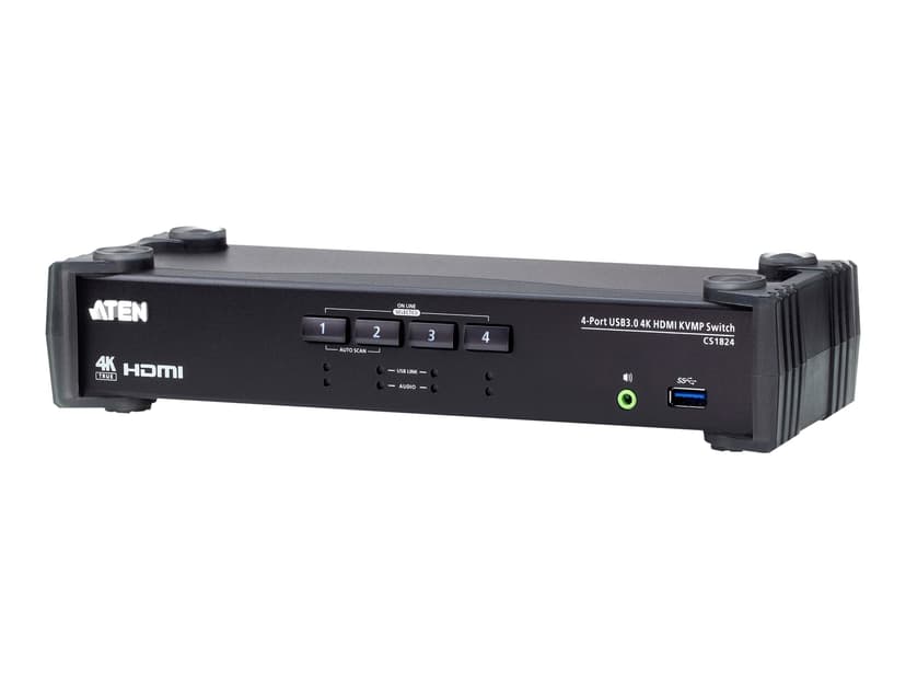 Aten 4-portars USB 3.0 4K HDMI KVMP™ Switch med ljudmixerläge