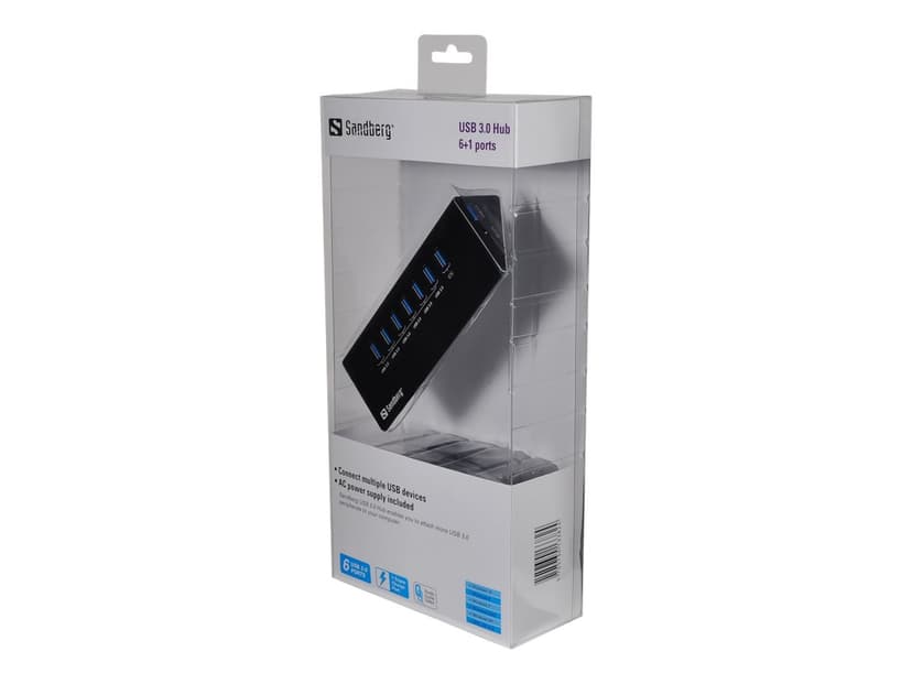 Sandberg 133-82 grensesnitt-hub USB 3.2 Gen 1 (3.1 Gen 1) Micro-B 5000 Mbit/s Sort