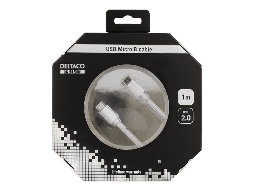 Deltaco USBC-1251 USB-kablar 1 m USB 2.0 Micro-USB B Silver 1m USB C Micro-USB B Silver