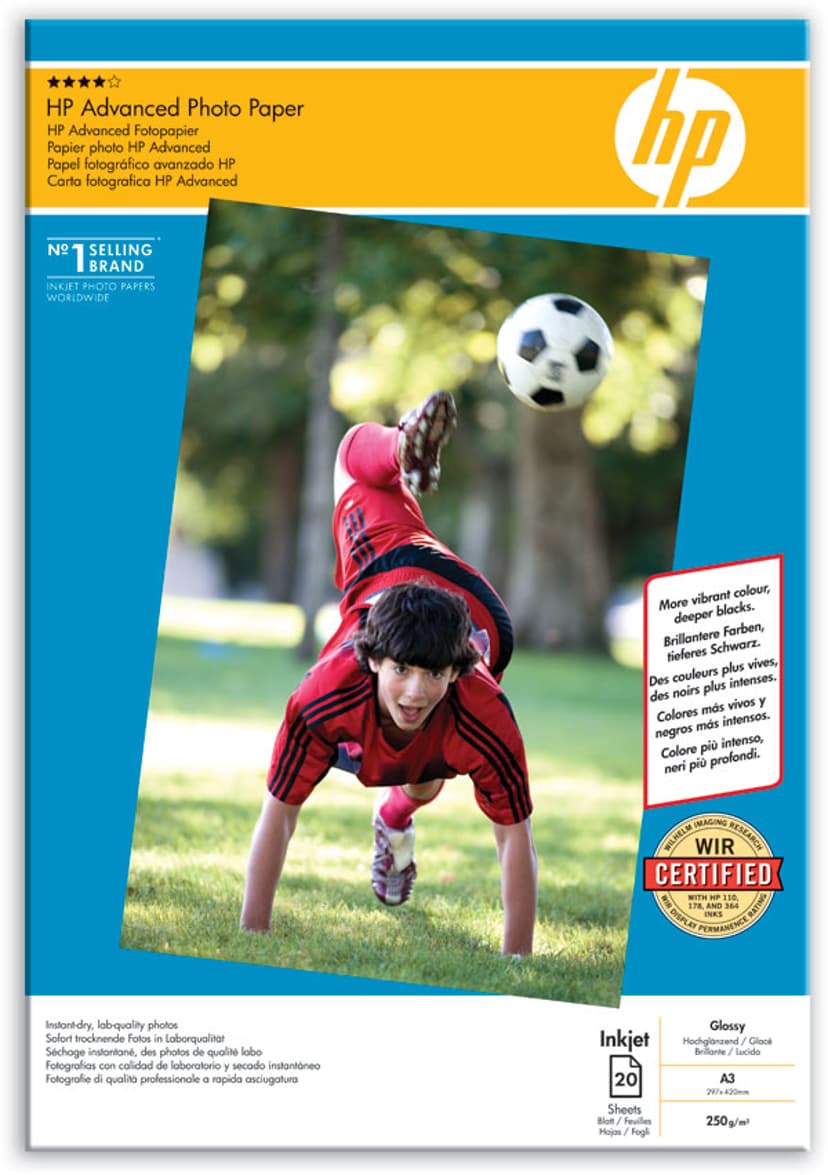 HP Papir Photo Advanced Glossy A3 20-Ark 250g