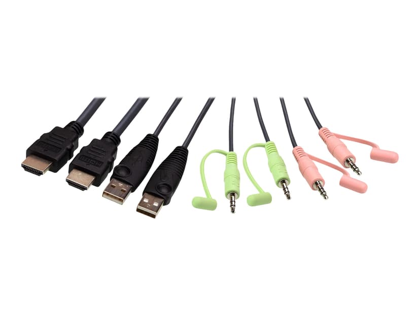Aten 2-portars USB 4K KVM-switch med HDMI-kabel och fjärrportsväljare