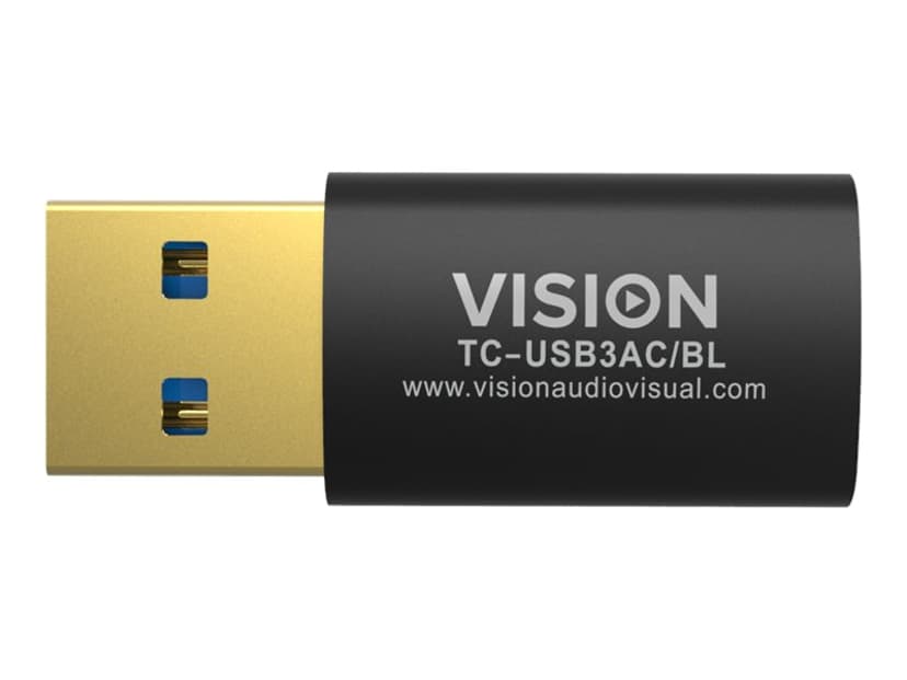 Vision TC-USB3AC/BL kabelomvandlare (hane/hona) Svart