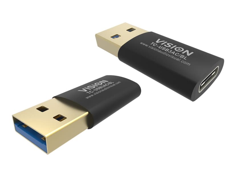 Vision TC-USB3AC/BL kabelomvandlare (hane/hona) Svart
