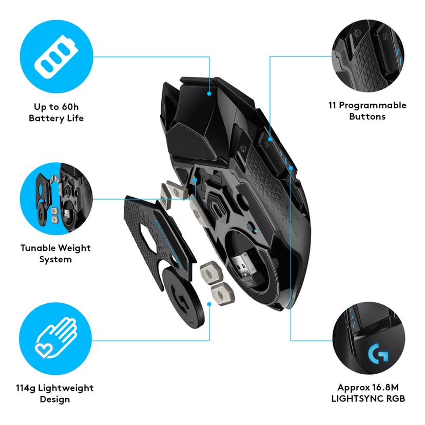 Logitech Gaming Mouse G502 LIGHTSPEED RF Trådlös