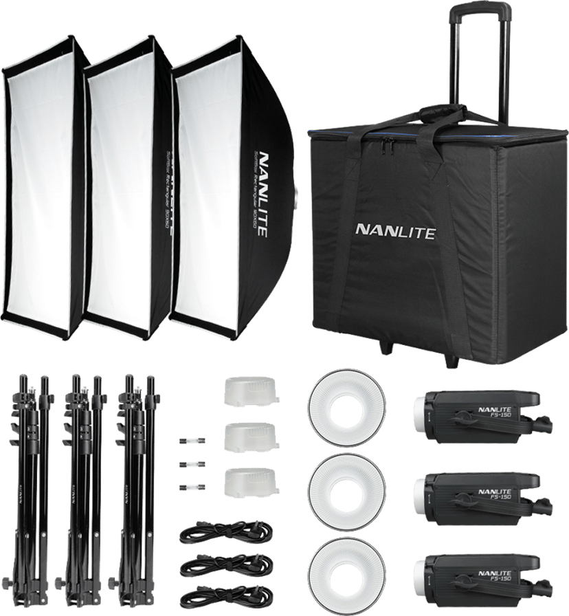 NANLITE FS-150 3-Light studio kit med stativ