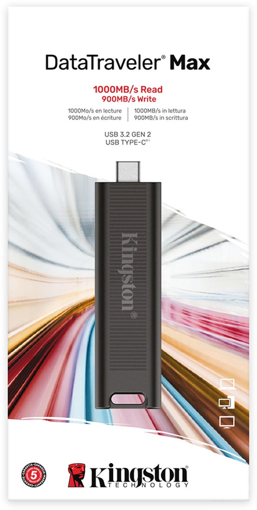 Kingston Technology DataTraveler Max USB-muisti 256 GB USB Type-C 3.2 Gen 2 (3.1 Gen 2) Musta 256GB USB Type-C Musta