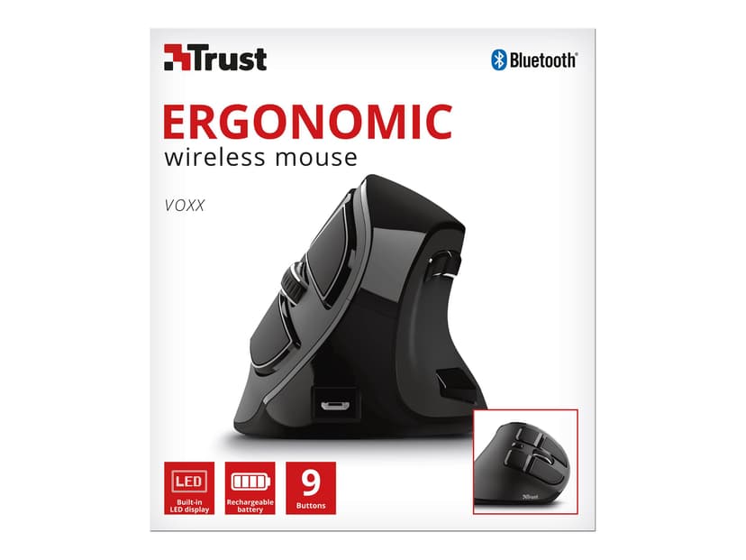 Trust Voxx ergonomisk mus Trådlös RF + Bluetooth