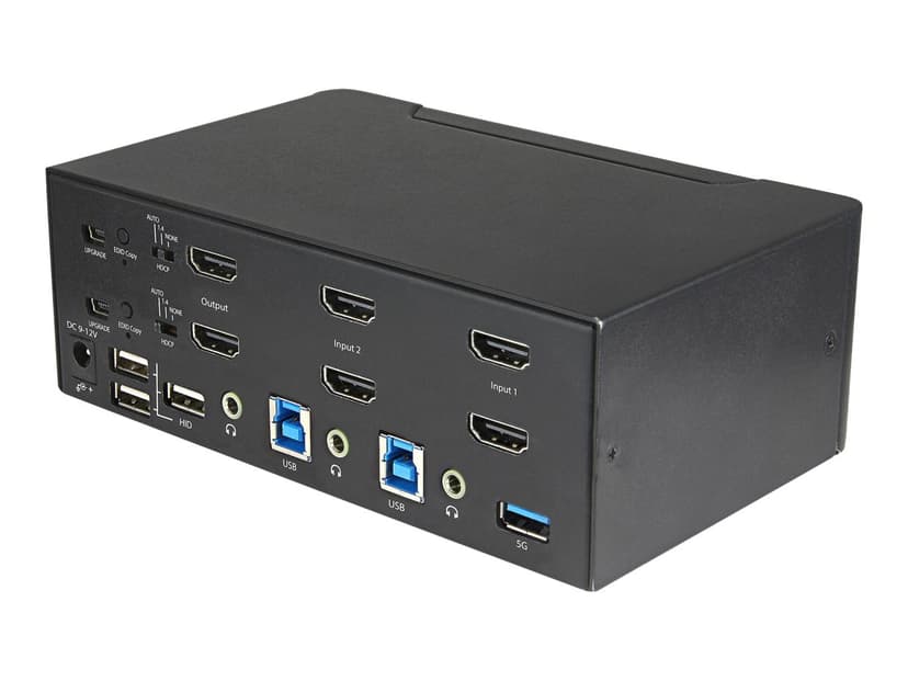 Startech StarTech.com 2-ports HDMI KVM-switch för dubbla skärmar - 4K 60 Hz Ultra HD HDR - Desktop 4K HDMI 2.0 KVM-switch med 2 portar USB 3.0-hubb (5 Gbit/s) och 4x USB 2.0 HID, ljud - Snabbtangenter för omkoppling - TAA