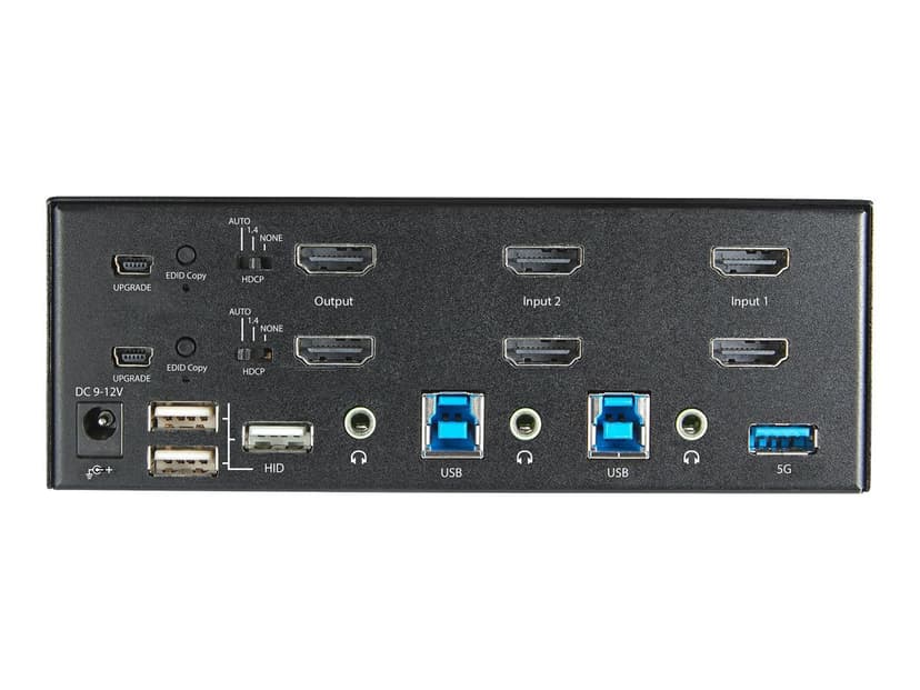 Startech StarTech.com 2-ports HDMI KVM-switch för dubbla skärmar - 4K 60 Hz Ultra HD HDR - Desktop 4K HDMI 2.0 KVM-switch med 2 portar USB 3.0-hubb (5 Gbit/s) och 4x USB 2.0 HID, ljud - Snabbtangenter för omkoppling - TAA