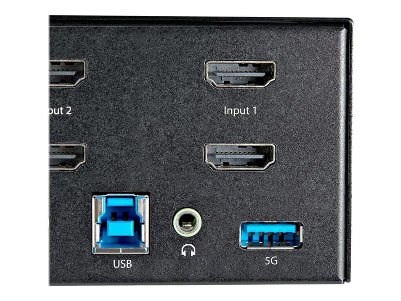 Startech StarTech.com 2-ports HDMI KVM-switch för dubbla skärmar - 4K 60 Hz Ultra HD HDR - Desktop 4K HDMI 2.0 KVM-switch med 2 portar USB 3.0-hubb (5 Gbit/s) och 4x USB 2.0 HID, ljud - Snabbtangenter för omkoppling - TAA