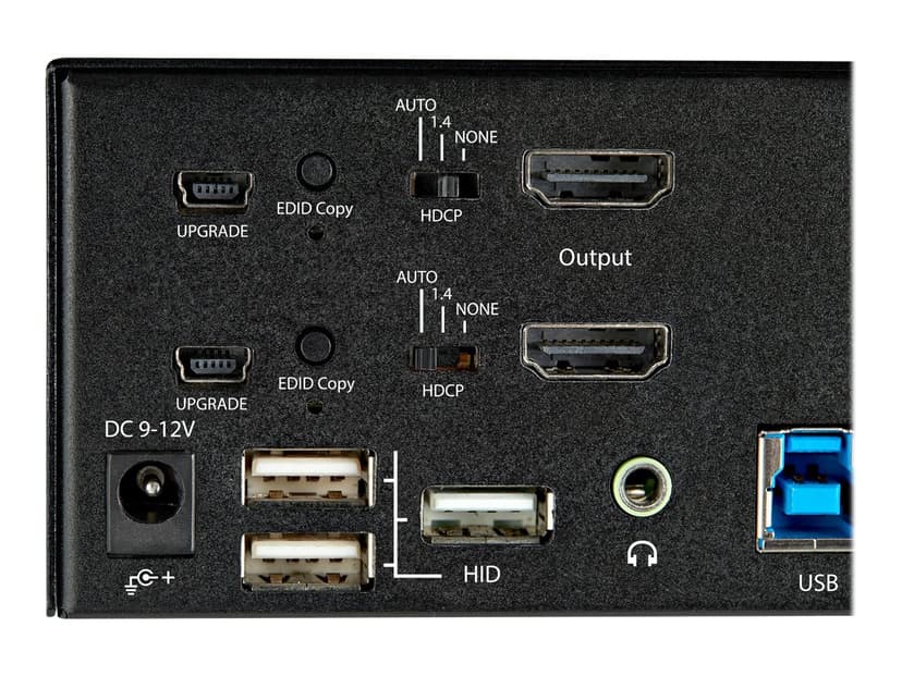 Startech StarTech.com 2-ports HDMI KVM-switch för dubbla skärmar - 4K 60 Hz Ultra HD HDR - Desktop 4K HDMI 2.0 KVM-switch med 2 portar USB 3.0-hubb (5 Gbit/s) och 4x USB 2.0 HID, ljud - Snabbtangenter för omkoppling - TAA