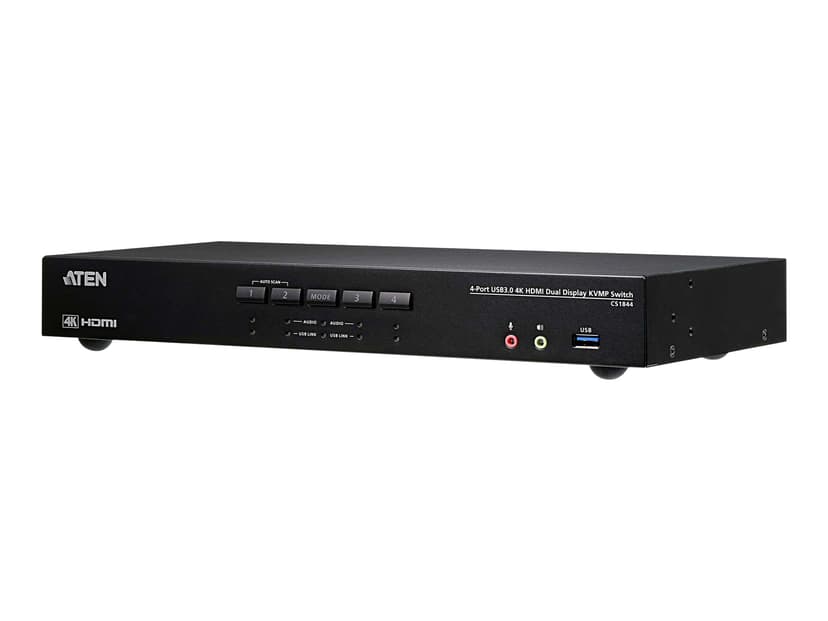Aten 4-Port 4K HDMI Dual-View KVM switch with Audio and USB 3.0 Hub