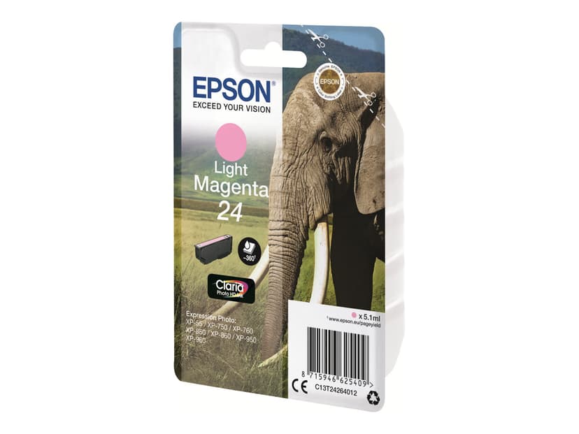 Epson Elephant Singlepack Light Magenta 24 Claria Photo HD Ink