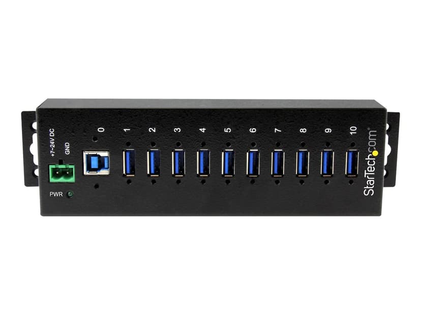 Startech 10 Port Industrial USB 3.0 Hub with ESD & 350W Surge Protection USB 3.2 Gen 1 (3.1 Gen 1) Type-B USB 3.2 Gen 1 (3.1 Gen 1) Type-A