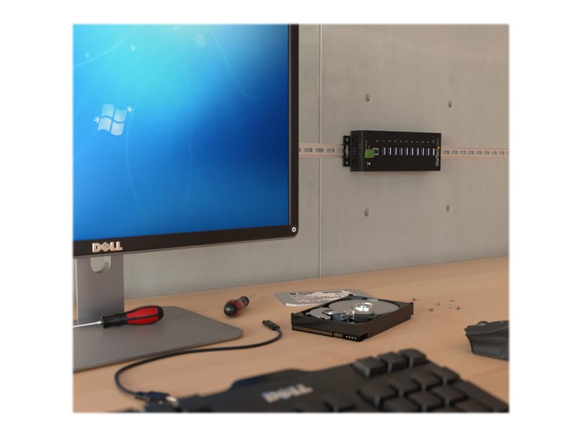 Startech 10 Port Industrial USB 3.0 Hub with ESD & 350W Surge Protection USB 3.2 Gen 1 (3.1 Gen 1) Type-B USB 3.2 Gen 1 (3.1 Gen 1) Type-A