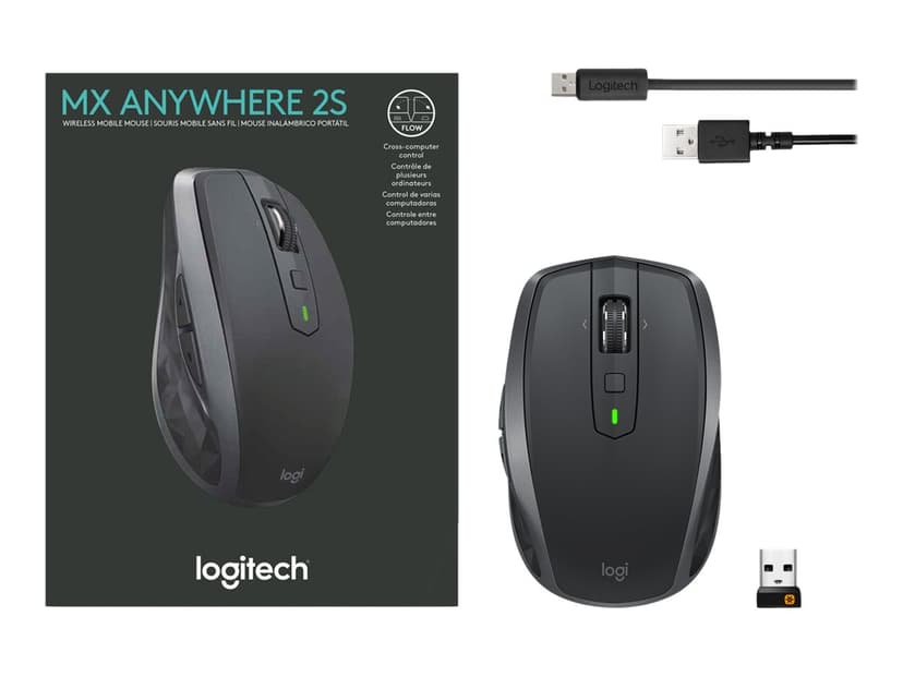 Logitech Mx Anywhere 2s Wireless Mobile Mouse Graphite RF trådløs + Bluetooth