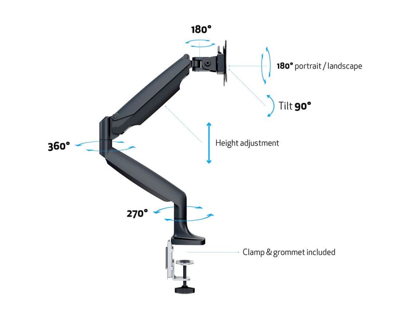 Multibrackets M Deskmount Gas Spring Single Musta