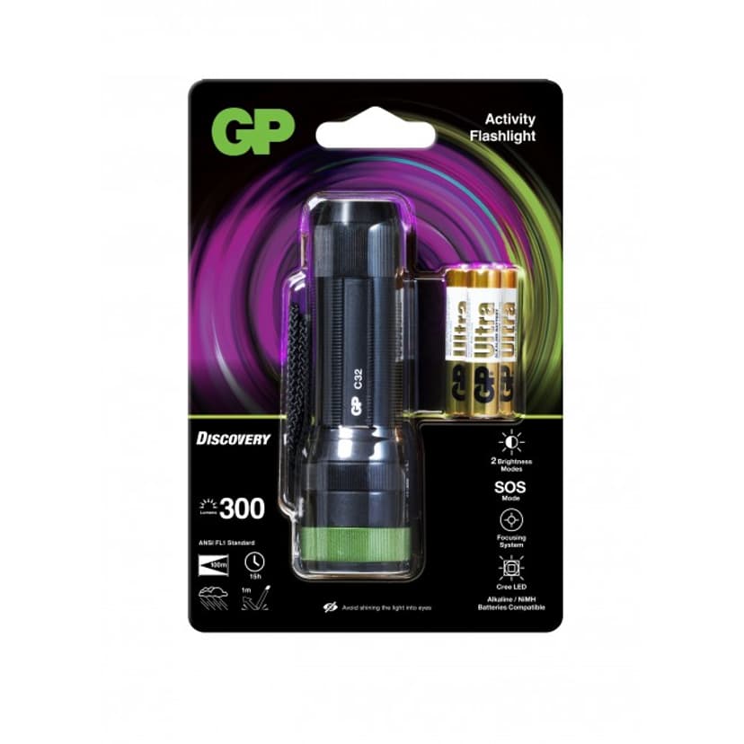 GP Discovery-taskulamppu C32 300 luumenia