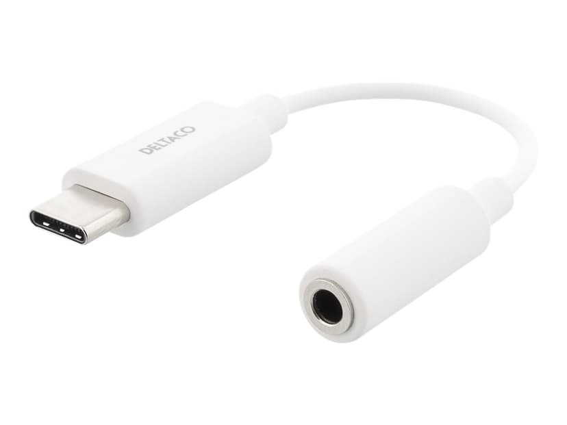 Deltaco USBC-1145 mobiltelefonkabel Hvit 0,11 m 3.5mm