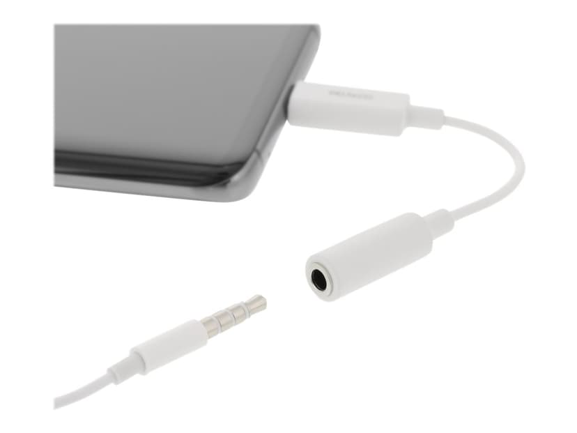 Deltaco USBC-1145 mobiltelefonkabel Hvit 0,11 m 3.5mm