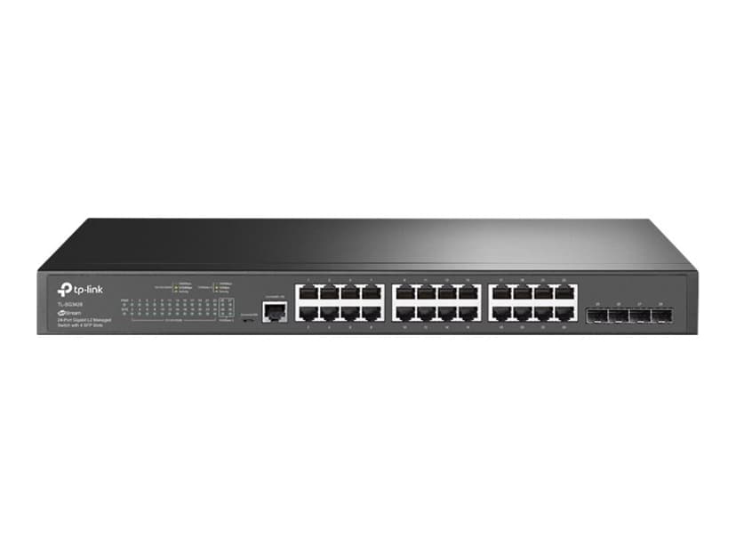 TP-Link JetStream TL-SG3428 nätverksswitchar hanterad L2/L3 Gigabit Ethernet (10/100/1000) 1U Svart