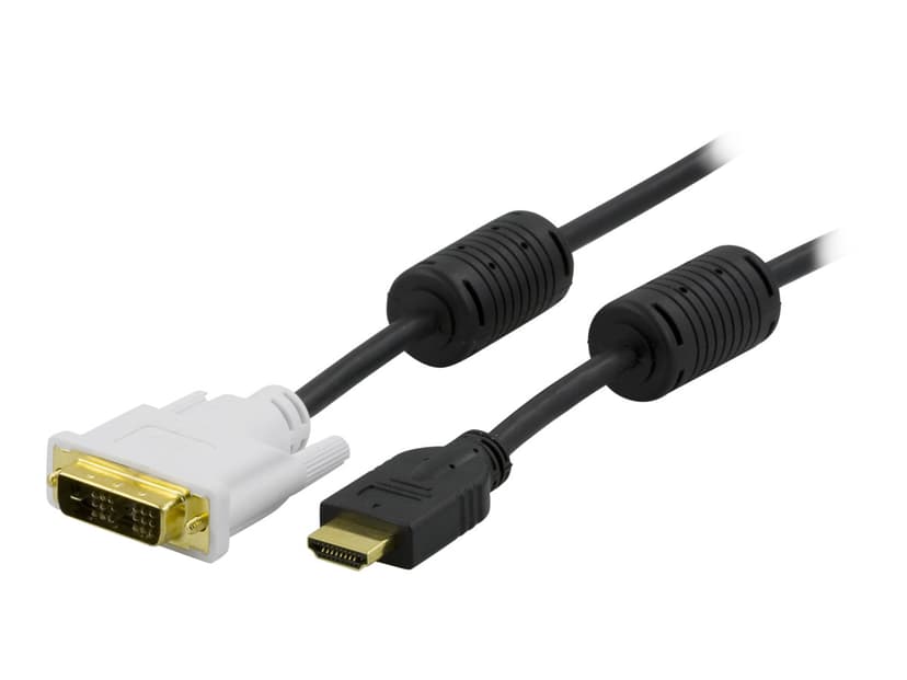 Deltaco Videokabel 2m HDMI DVI-D Hvit, Svart