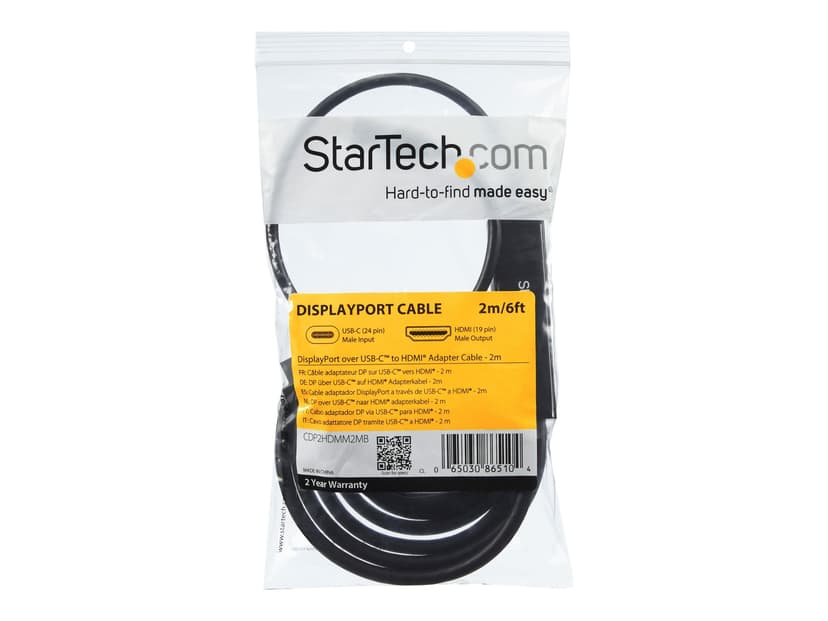 Startech USB-C- till HDMI-adapter extern videoadapter 2m USB-C HDMI Svart