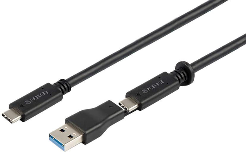 Prokord USB-0059A USB-kablar 1 m USB 3.2 Gen 2 (3.1 Gen 2) USB C 2 x USB C Svart 1m USB C USB C Svart