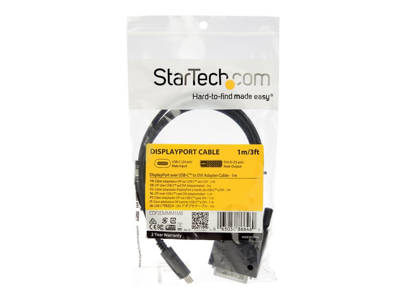 Startech USB C to DVI Adapter ekstern videoadapter 1m USB-C DVI-D Svart