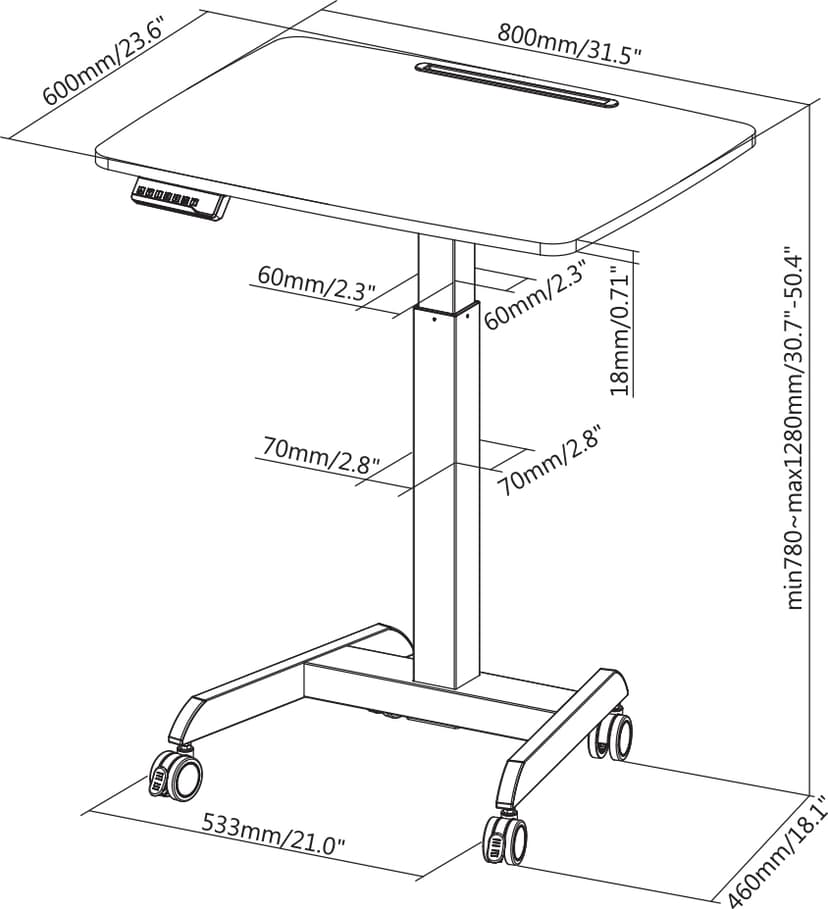 Prokord Kirjoituspöytä Rebecka 80x60 cm Adjustable