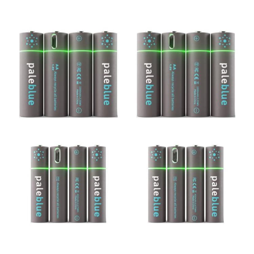 PALE BLUE Sustainability Kit 8xAA/8xAAA sis. 4 latauskaapelia