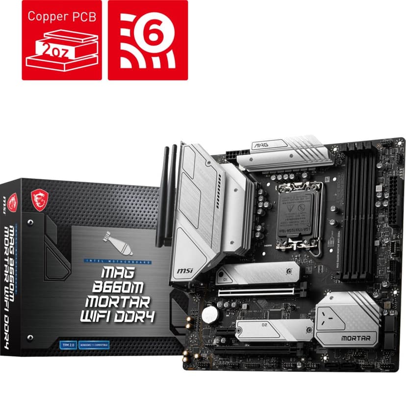 MSI MAG B660M Mortar WIFI DDR4 LGA 1700 Micro-ATX Hovedkort