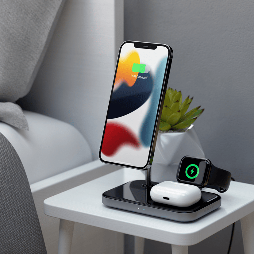 Satechi Magnetic 3-in-1 Wireless Charger Svart