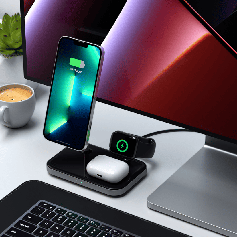 Satechi Magnetic 3-in-1 Wireless Charger Svart