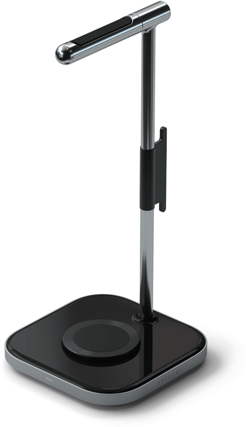 Satechi 2-i-1 hovedtelefonholder med trådløs oplader Sølv, Sort Headset-stativ