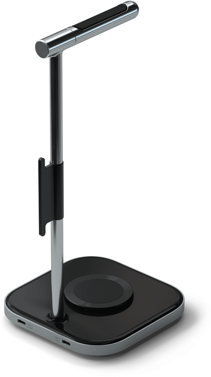 Satechi 2-i-1 hovedtelefonholder med trådløs oplader Sølv, Sort Headset-stativ